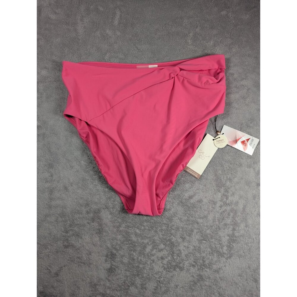 Calia High Rise Swim Bottom Womens Size XL Pink Tummy Control Modern Coverage
